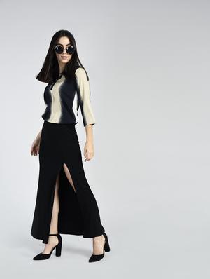 printed band collar top - 15334822 - Standard Image - 4
