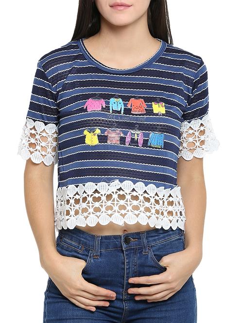 crochet detail embroidered top - 15336012 - Standard Image - 1
