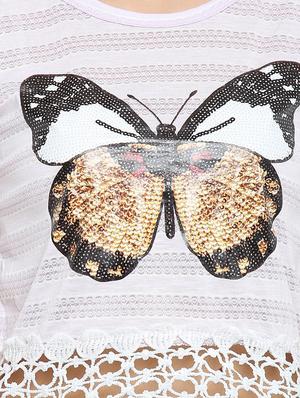 Crochet detail graphic print top - 15336016 - Standard Image - 4