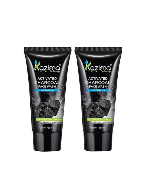 KAZIMA Activated CHARCOAL Face Wash With Green Tea For Anti Pollution, Anti Acne (Combo Pack 2 PCS of 100 ML) - 15336538 - Standard Image - 1