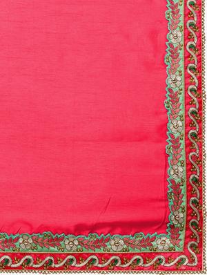 lace border pink saree with blouse - 15337057 - Standard Image - 4