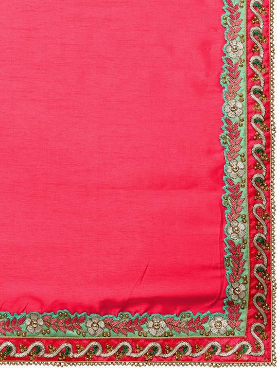 lace border pink saree with blouse - 15337057 - Zoom Image - 4