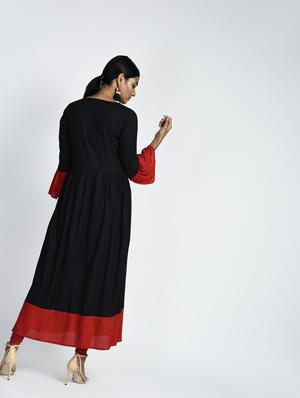 flared color block kurta - 15337326 - Standard Image - 4