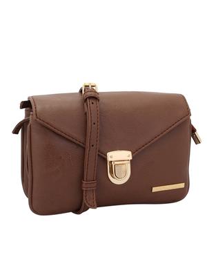 tan leatherette (pu) regular sling bag - 15338914 - Standard Image - 4