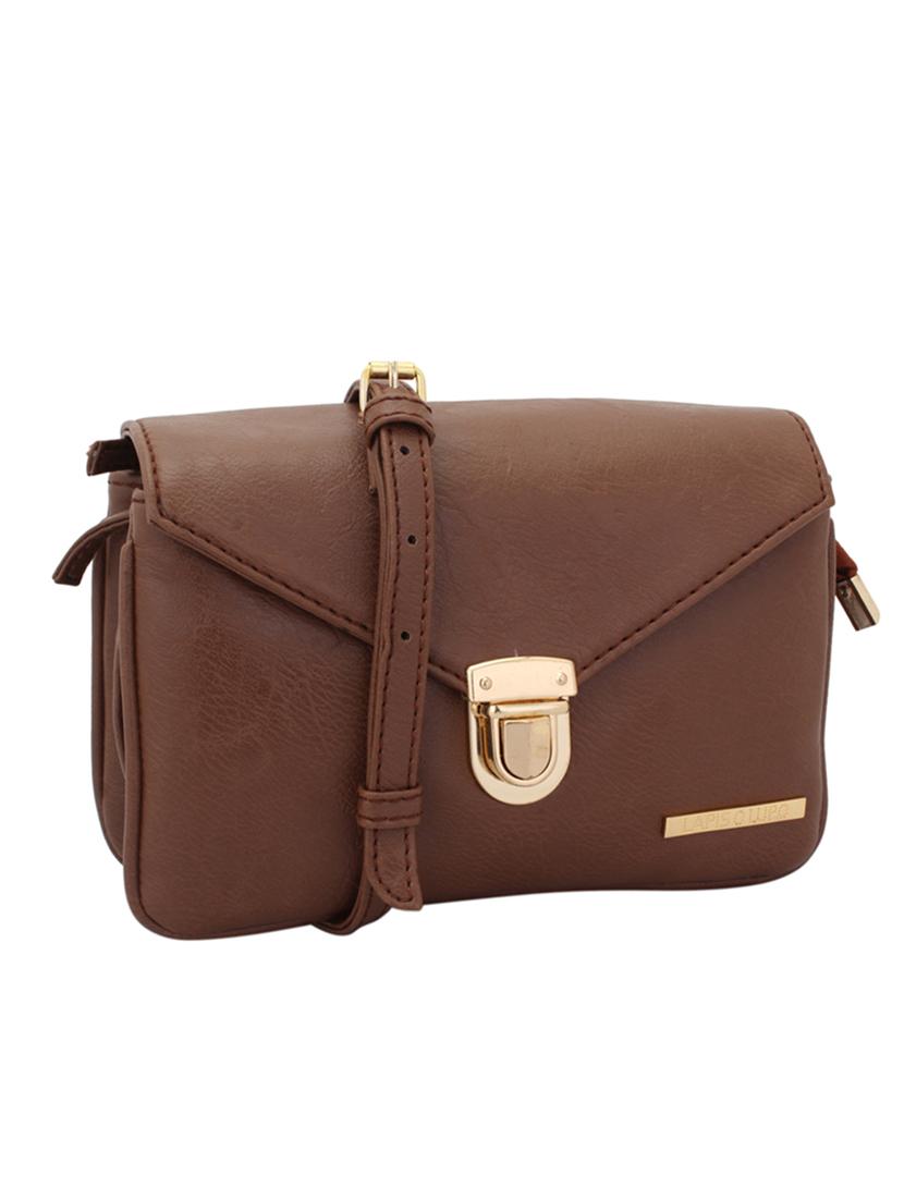 tan leatherette (pu) regular sling bag - 15338914 - Zoom Image - 4