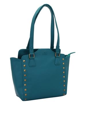 blue leatherette (pu) regular handbag - 15338916 - Standard Image - 4