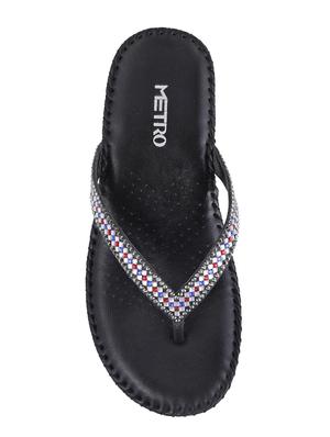 black leather toe separator sandals - 15339451 - Standard Image - 4
