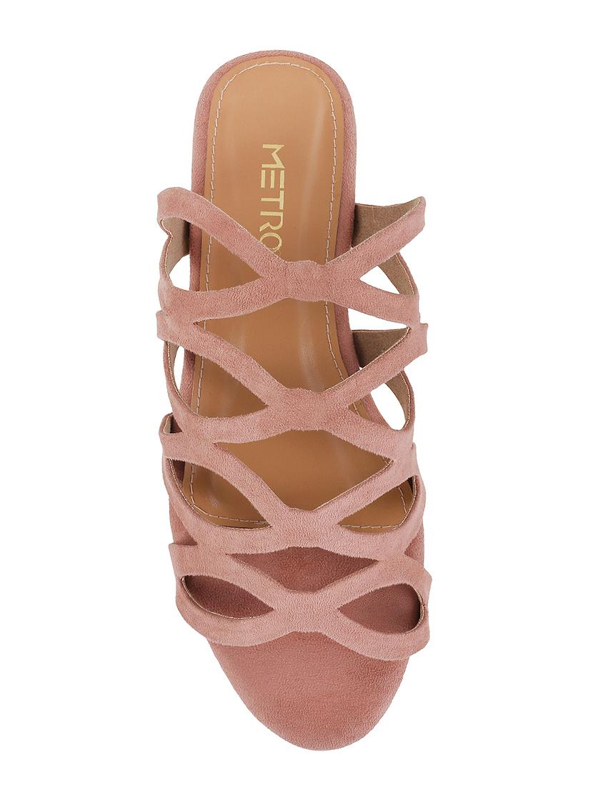 pink faux leather slip on sandals - 15339461 - Zoom Image - 4