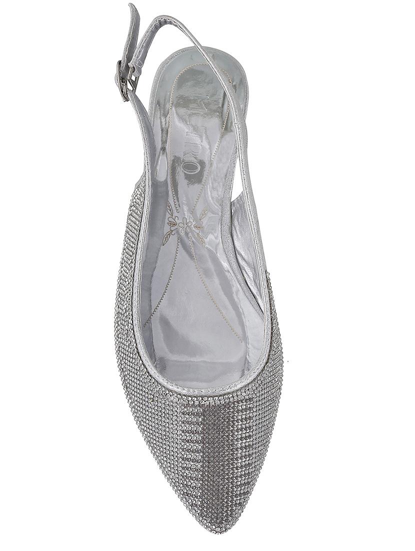 silver faux leather back strap sandals - 15339496 - Zoom Image - 4