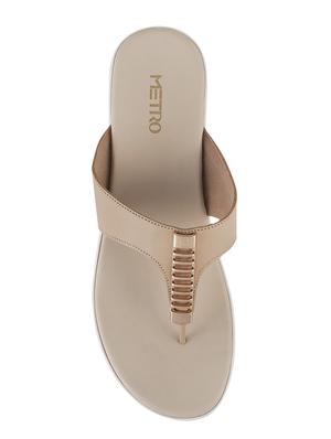 beige leatherette toe separator sandals - 15339506 - Standard Image - 4