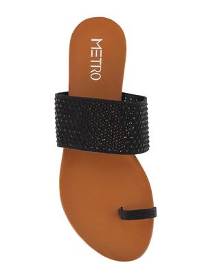 black leatherette one toe sandals - 15339512 - Standard Image - 4