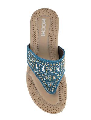 blue faux leather toe separator wedges - 15339527 - Standard Image - 4