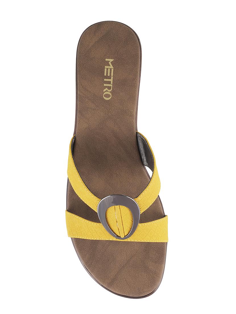 yellow faux leather slip on sandals - 15339545 - Zoom Image - 4