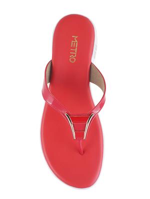 red faux leather toe separator sandals - 15339566 - Standard Image - 4