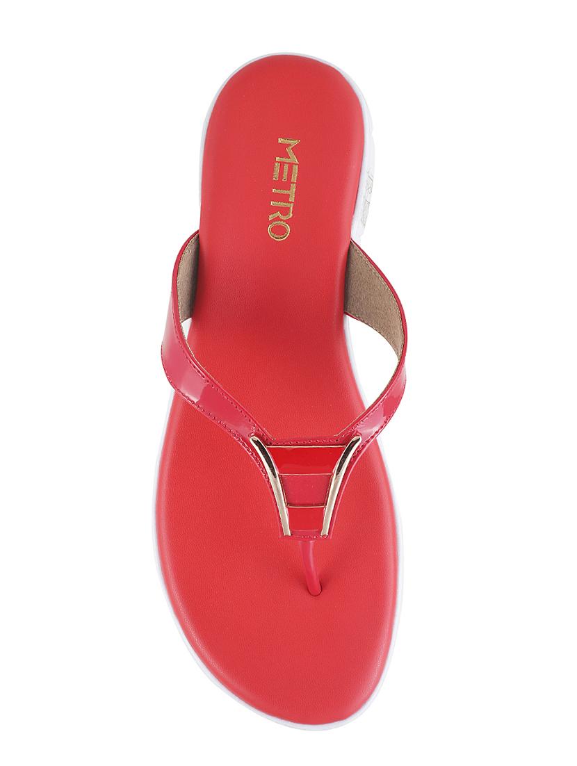 red faux leather toe separator sandals - 15339566 - Zoom Image - 4