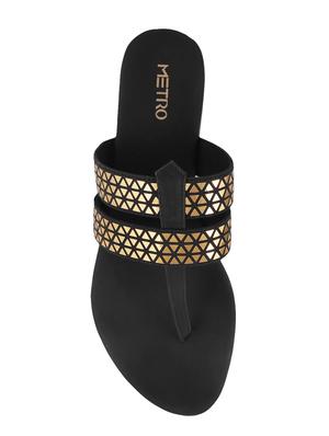 black leatherette toe separator sandals - 15339576 - Standard Image - 4
