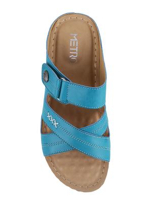 blue faux leather slip on wedges - 15339628 - Standard Image - 4