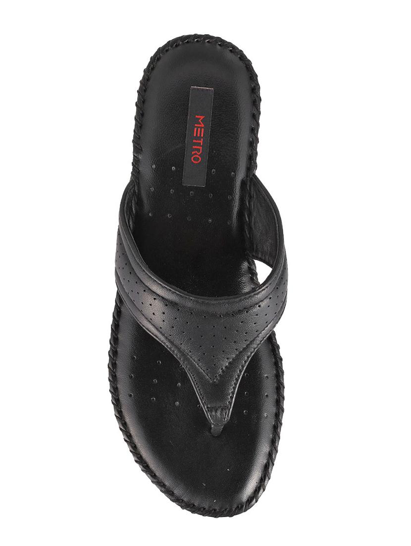 black leather slippers flip flops - 15339635 - Zoom Image - 4