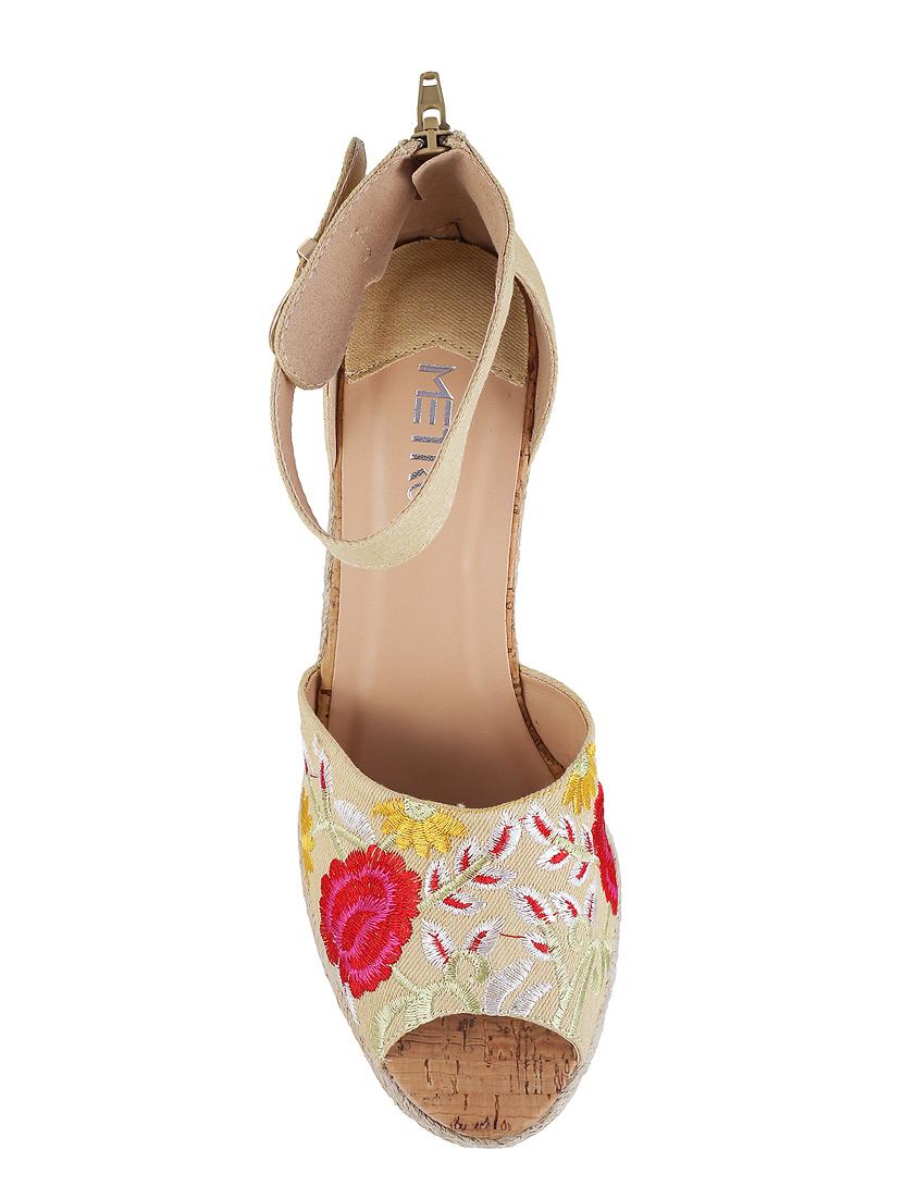 beige fabric ankle strap wedges - 15339641 - Zoom Image - 4