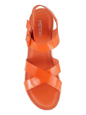 orange leatherette back strap sandals - 15339642 - Standard Image - 4