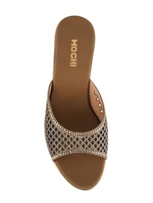 brown faux leather slip on sandals - 15339658 - Standard Image - 4