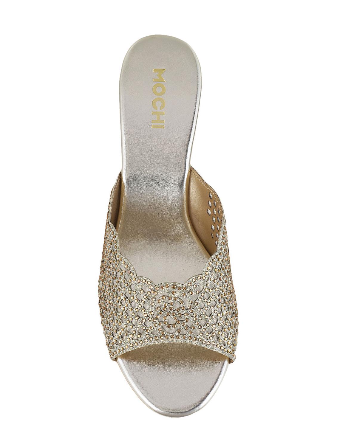 silver faux leather slip on wedges - 15339659 - Zoom Image - 4