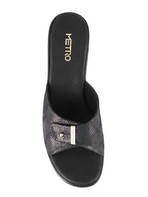 black faux leather slip on sandals - 15339674 - Standard Image - 4