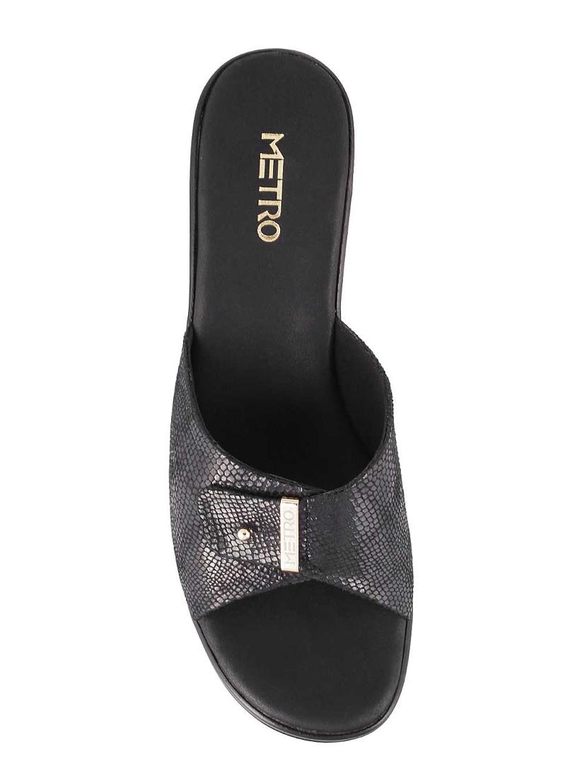 black faux leather slip on sandals - 15339674 - Zoom Image - 4