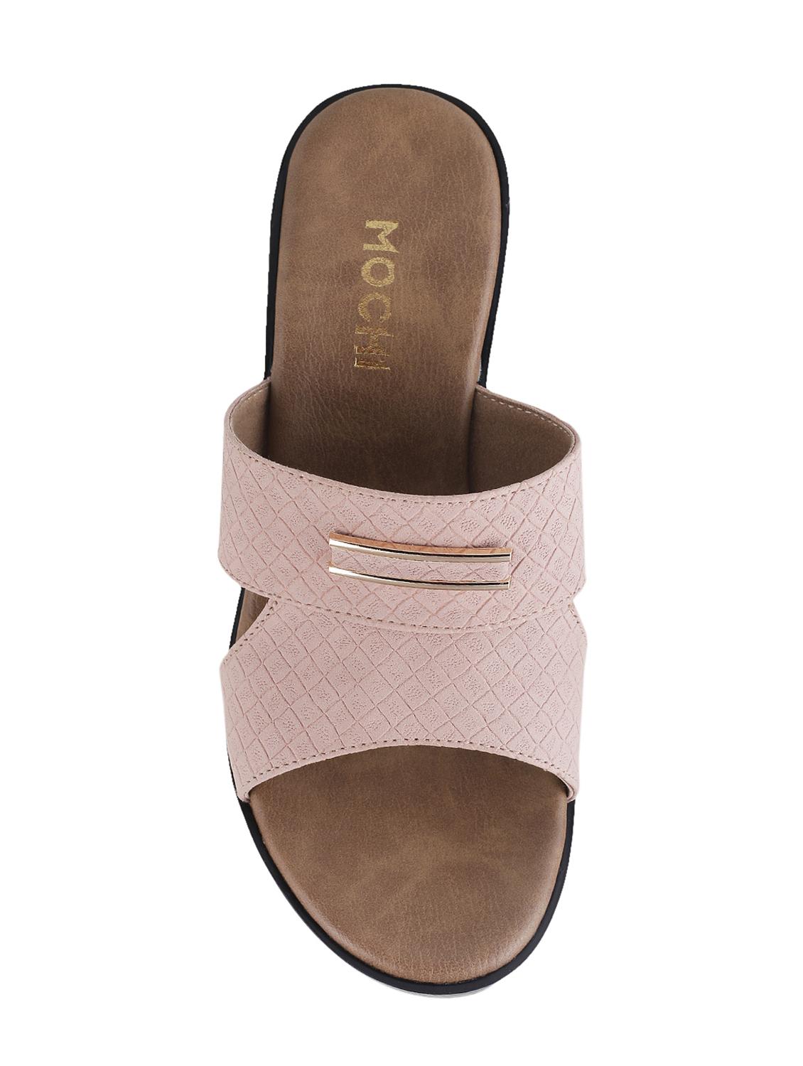 pink leatherette slip on sandals - 15339678 - Zoom Image - 4