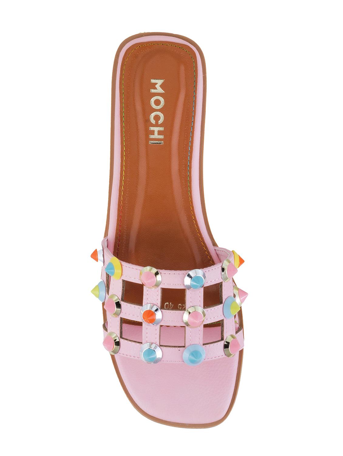 pink leatherette slip on sandals - 15339680 - Zoom Image - 4