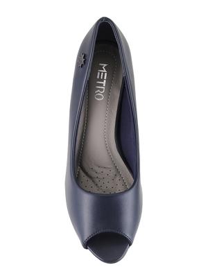 navy leatherette slip on pumps - 15339691 - Standard Image - 4