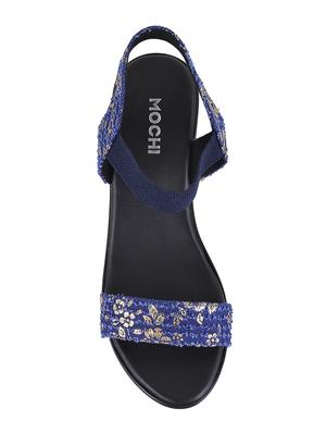 blue faux leather ankle strap sandals - 15339710 - Standard Image - 4
