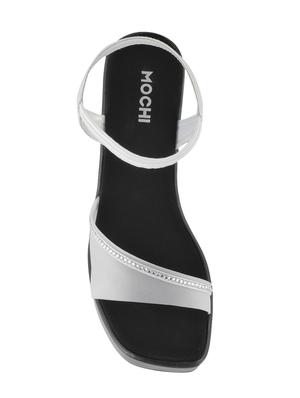 white faux leather ankle strap sandals - 15339735 - Standard Image - 4