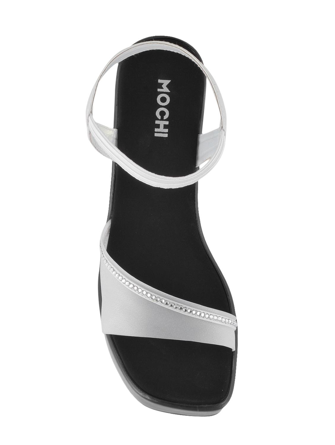 white faux leather ankle strap sandals - 15339735 - Zoom Image - 4