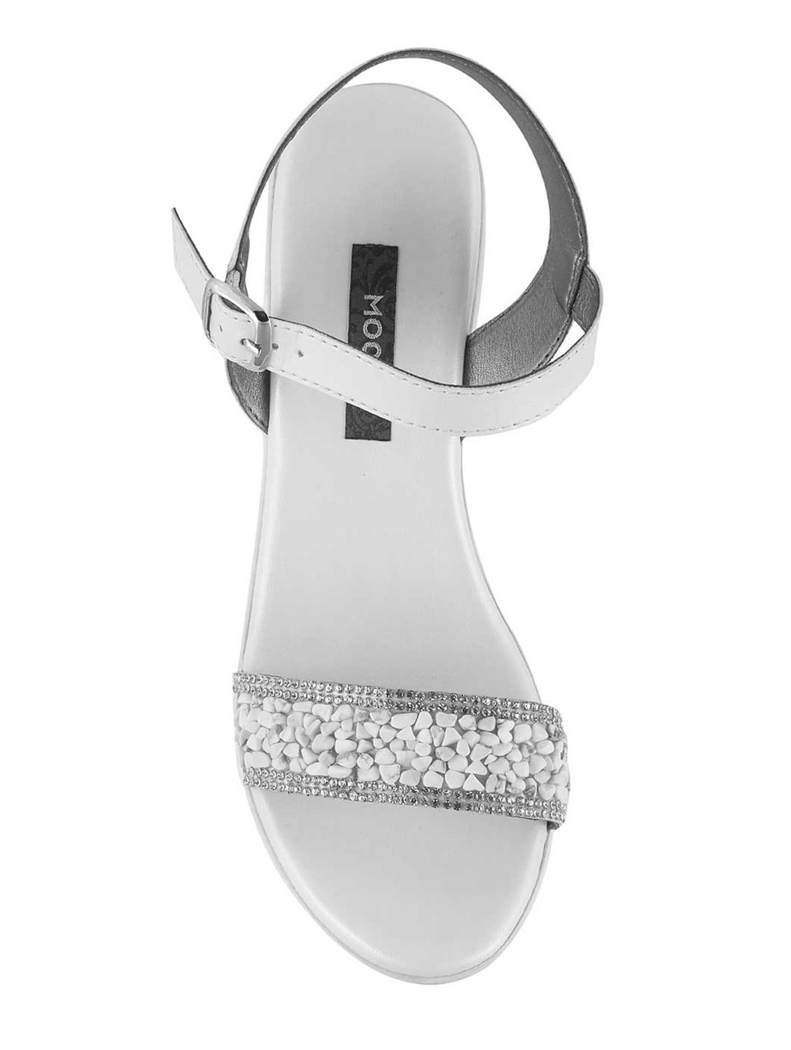 white leatherette ankle strap sandals - 15339776 - Zoom Image - 4