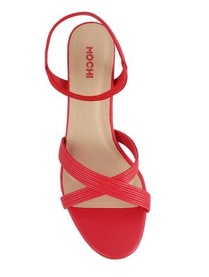 red leatherette back strap sandals - 15339790 - Standard Image - 4