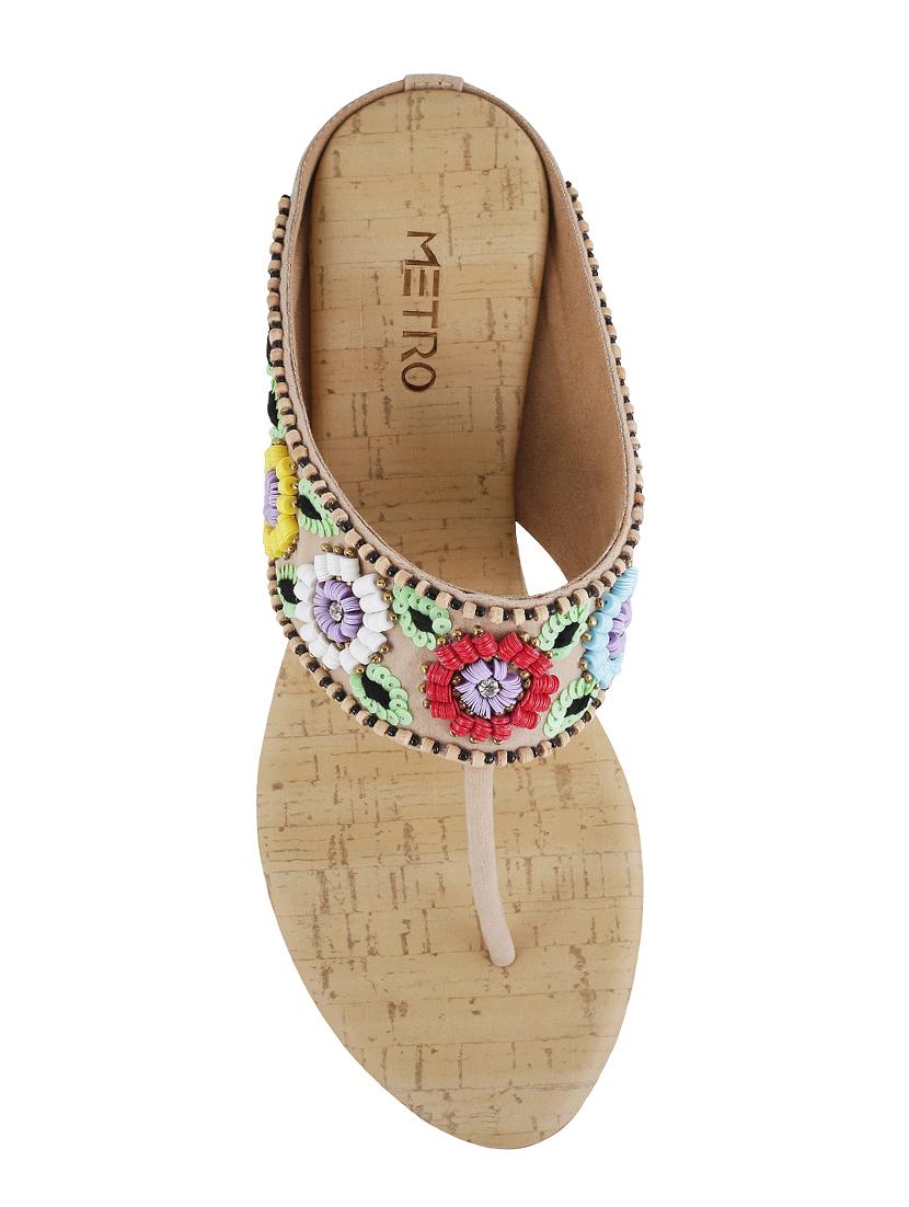 beige t-strap wedges - 15339836 - Zoom Image - 4