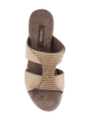 brown leatherette slip on sandals - 15339917 - Standard Image - 4