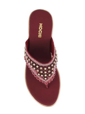 maroon leatherette toe separator wedges - 15339926 - Standard Image - 4