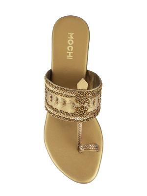 gold leatherette one toe sandals - 15339940 - Standard Image - 4