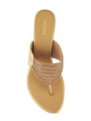 gold leatherette toe separator sandals - 15339944 - Standard Image - 4