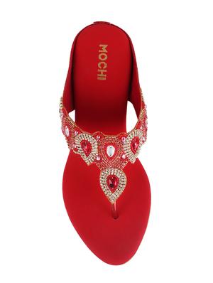 red leatherette toe separator sandals - 15339946 - Standard Image - 4