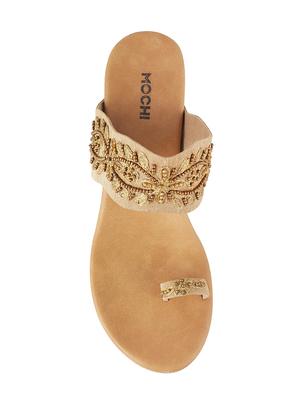 gold leatherette one toe wedges - 15339954 - Standard Image - 4