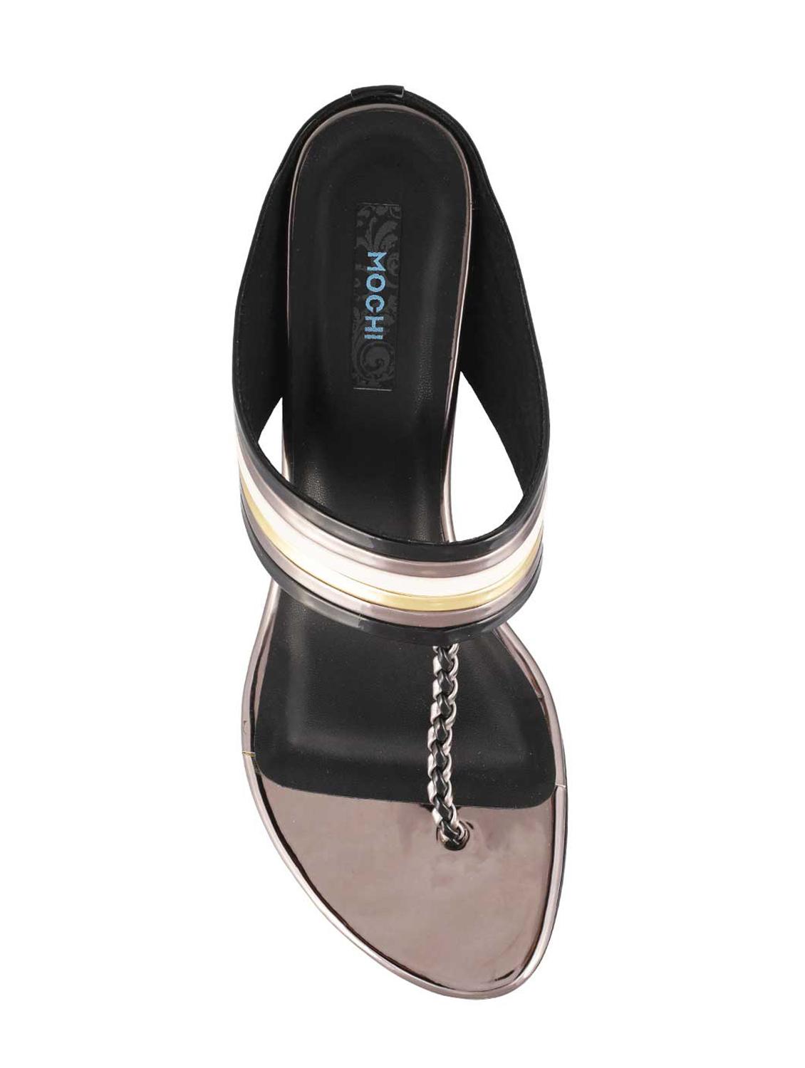 black leatherette tstrap sandals - 15339959 - Zoom Image - 4
