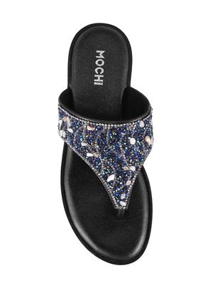 black leatherette toe separator wedges - 15340016 - Standard Image - 4
