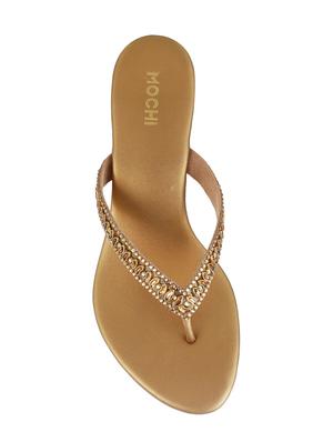 gold leatherette toe separator sandals - 15340020 - Standard Image - 4
