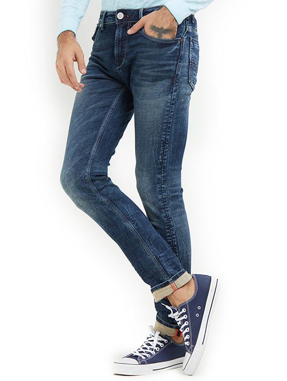 blue cotton washed jeans - 15340121 - Zoom Image - 4