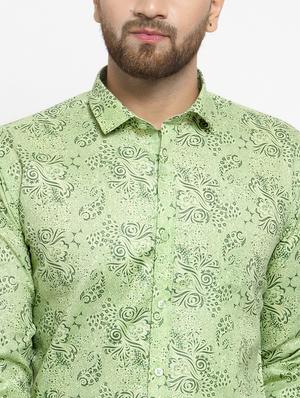 green cotton blend casual shirt - 15340901 - Standard Image - 4