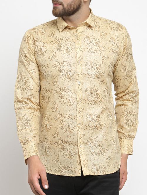 yellow cotton blend casual shirt - 15340902 - Standard Image - 1