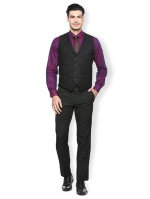 black terry rayon waist coat - 15341804 - Standard Image - 4